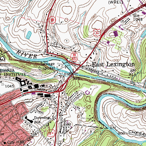 Topographic Map of Woods Creek, VA