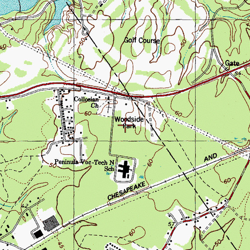 Topographic Map of Woodside Park, VA