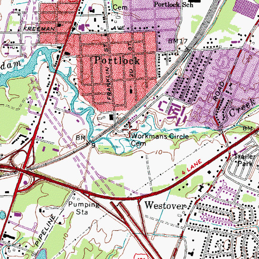 Topographic Map of Workmans Circle Cemetery, VA