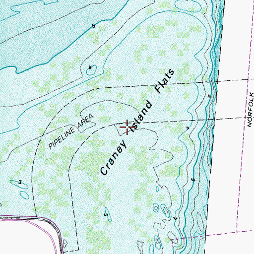 Topographic Map of Craney Island Flats, VA