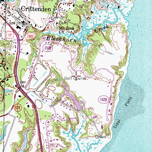 Topographic Map of Cedar Point Golf and Country Club, VA