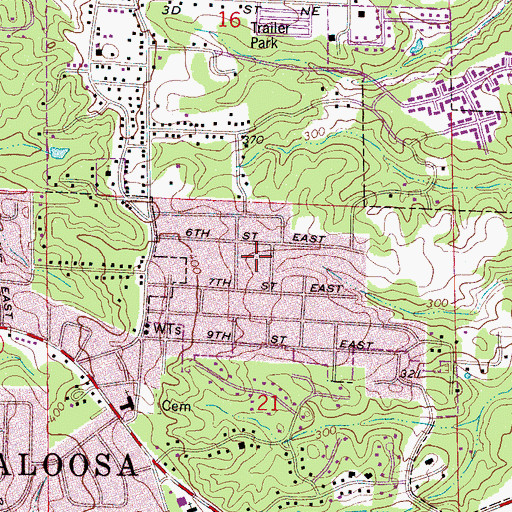 Topographic Map of Clyde Jones Subdivision, AL