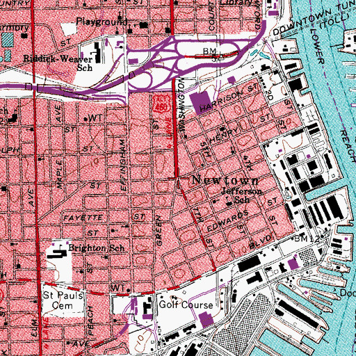 Topographic Map of Seventh and Lincoln Shopping Center, VA