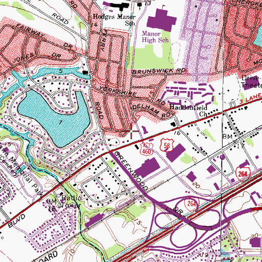 Topographic Map of Portsmouth Plaza and Commerce Center, VA