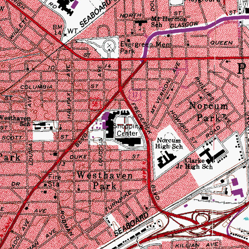 Topographic Map of Midcity Shopping Center, VA