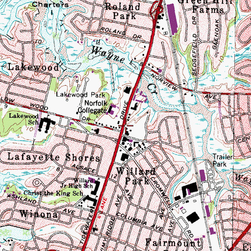 Topographic Map of Willowood Shopping Center, VA