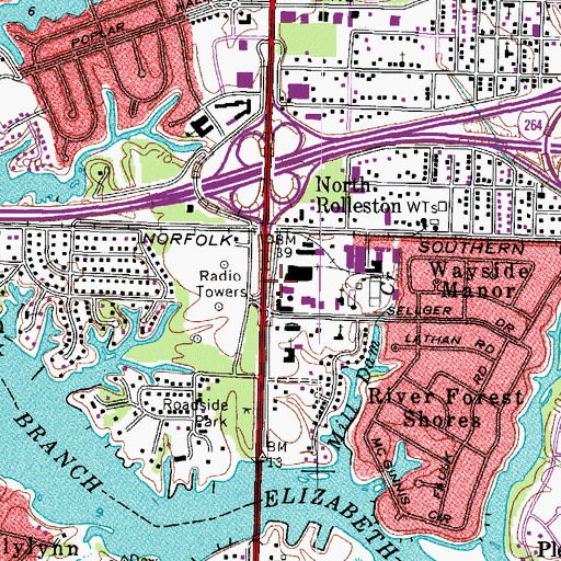 Topographic Map of River Forest Shores Shopping Center, VA