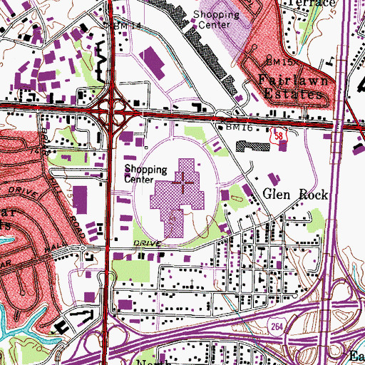 Topographic Map of Military Circle Shopping Center, VA