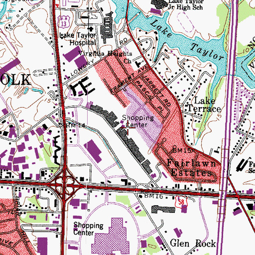 Topographic Map of Janaf Shopping Center, VA