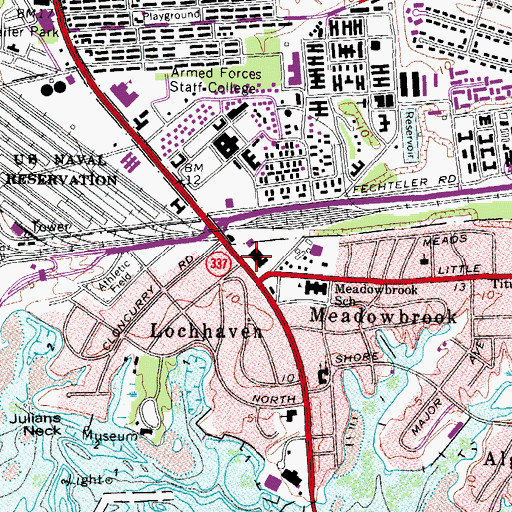 Topographic Map of Meadowbrook Shopping Center, VA