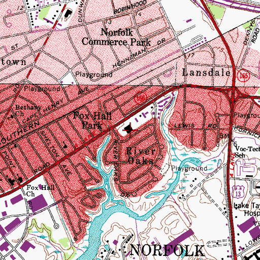 Topographic Map of Fox Hall Shopping Center, VA