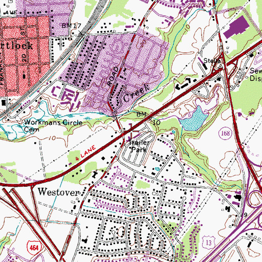 Topographic Map of Midway Shopping Center, VA