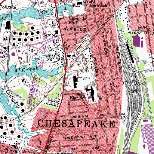 Topographic Map of Southgate Plaza Shopping Center, VA