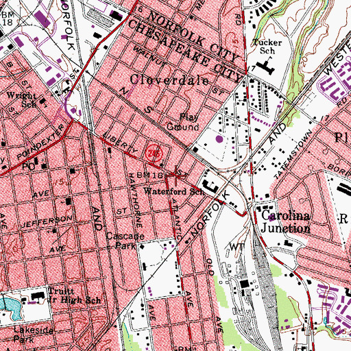 Topographic Map of Liberty Square Shopping Center, VA
