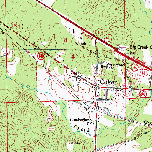 Topographic Map of Coker Church of God, AL