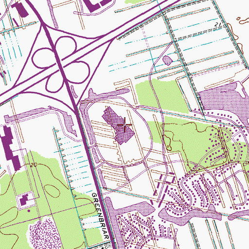 Topographic Map of Greenbrier Mall Shopping Center, VA