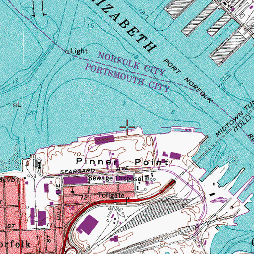 Topographic Map of Sea-Land Service Terminal, VA