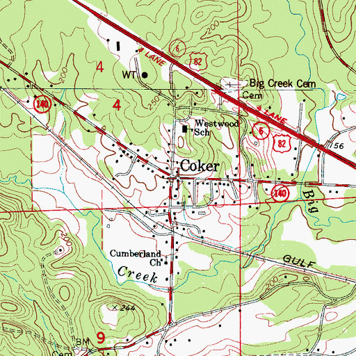 Topographic Map of Coker United Methodist Church, AL
