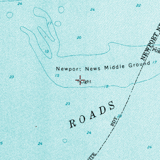 Topographic Map of Newport News Middle Ground Light, VA
