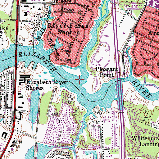 Topographic Map of Nosehs Creek, VA