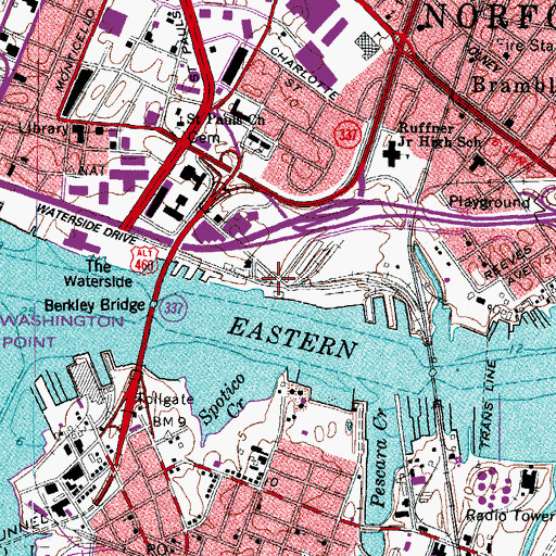 Topographic Map of Newtons Creek (historical), VA