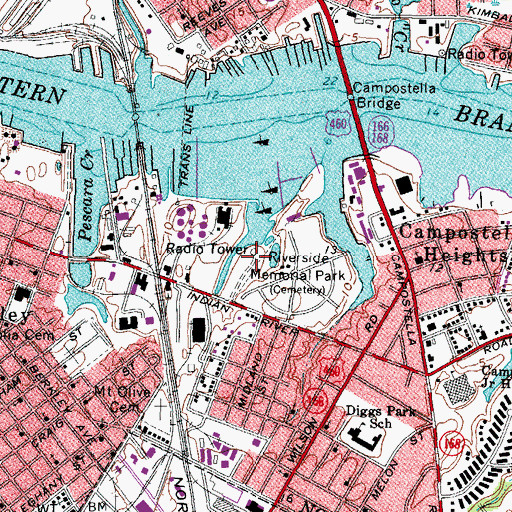Topographic Map of WNOR-AM (Norfolk), VA