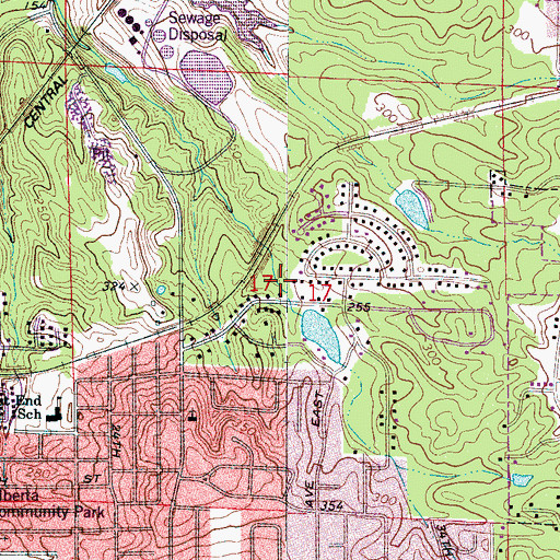 Topographic Map of Colonial Hills, AL
