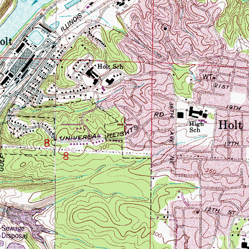 Topographic Map of Colony Hills, AL