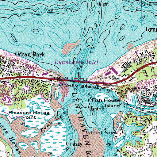 Topographic Map of Lynnhaven River, VA