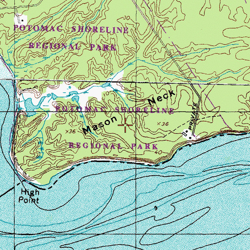 Topographic Map of Potomac Shoreline Regional Park, VA