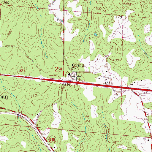 Topographic Map of Corinth Cemetery, AL