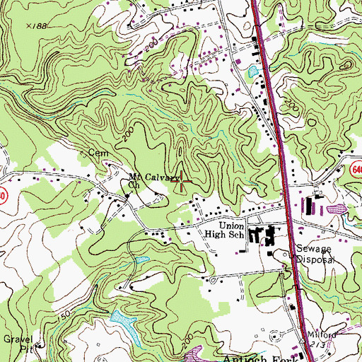 Topographic Map of Caroline County, VA