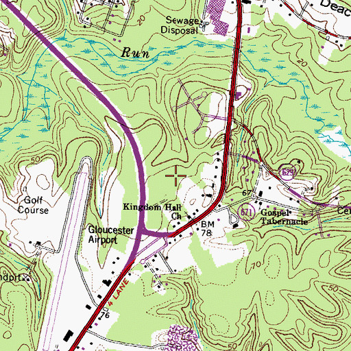 Topographic Map of Gloucester County, VA