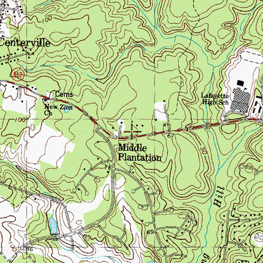 Topographic Map of James City County, VA