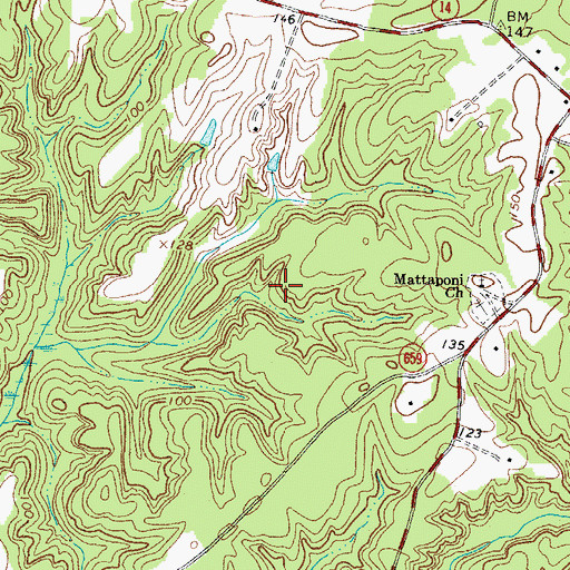 Topographic Map of King and Queen County, VA