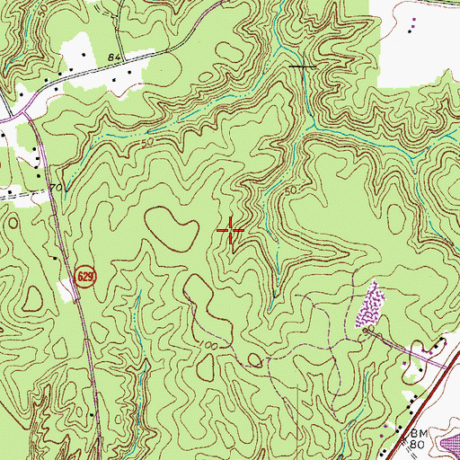 Topographic Map of Lancaster County, VA