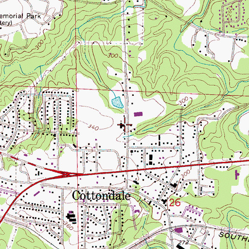 Topographic Map of Cottondale Church of the Nazarene, AL