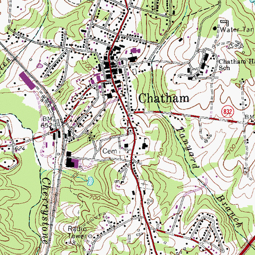 Topographic Map of Pittsylvania County, VA