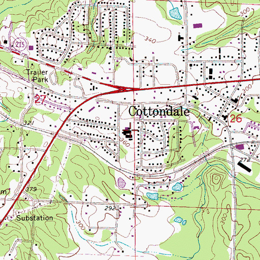 Topographic Map of Cottondale Elementary School, AL