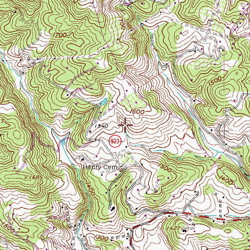 Topographic Map of Roanoke County, VA