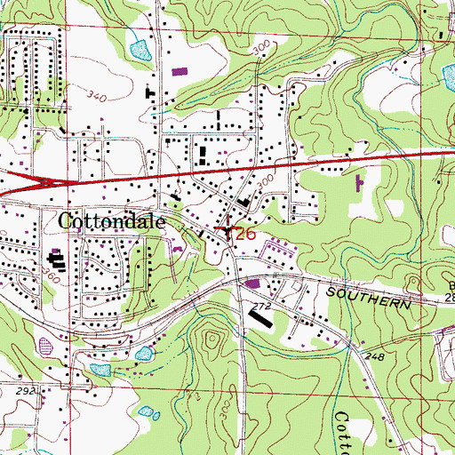 Topographic Map of Cottondale Methodist Church, AL