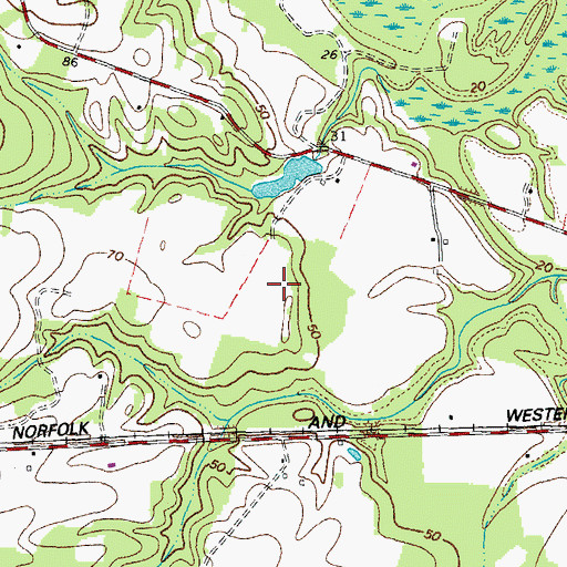 Topographic Map of Southampton County, VA