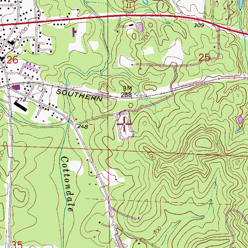 Topographic Map of Cottondale Nature Garden Cemetery, AL