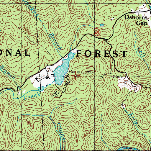 Topographic Map of Camp Jacob, VA