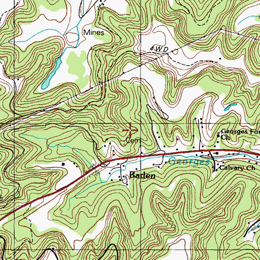 Topographic Map of Georges Fork Church, VA