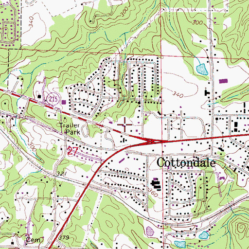 Topographic Map of Cottondale Plaza Shopping Center, AL