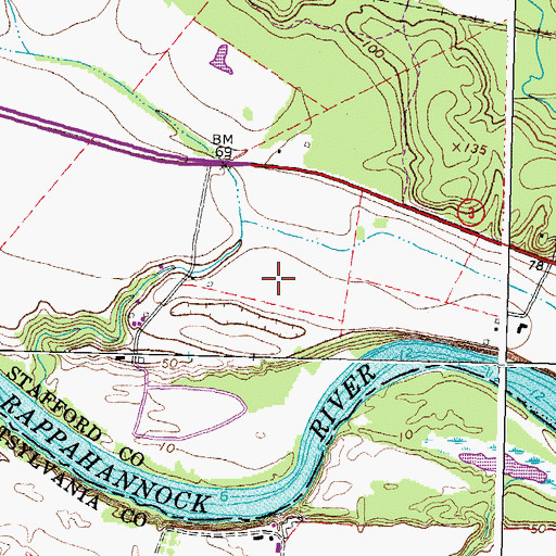 Topographic Map of Spottswood Bar, VA