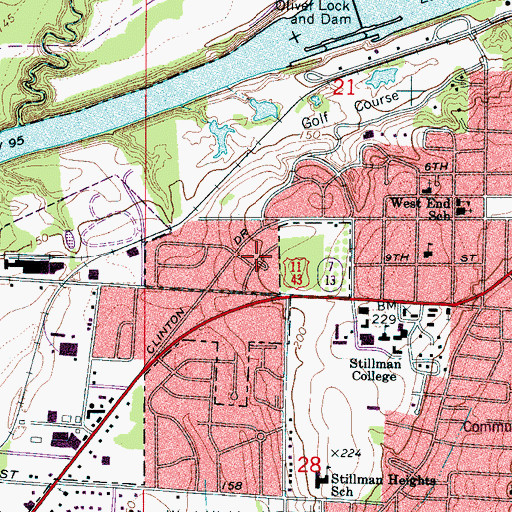 Topographic Map of Country Club Gables, AL