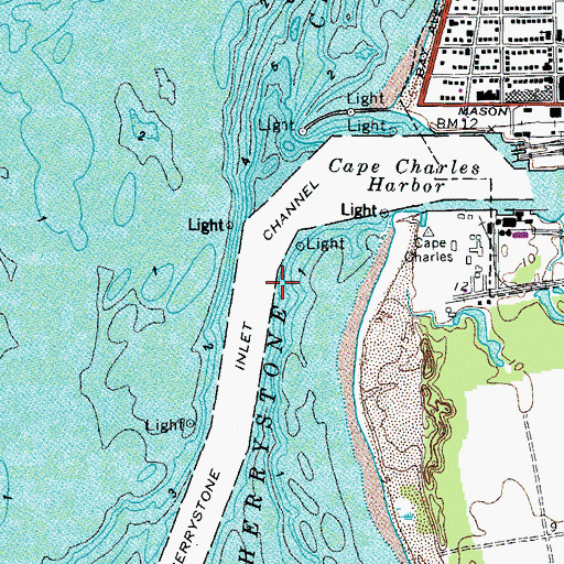 Topographic Map of Cape Charles Harbor Channel, VA