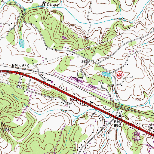 Topographic Map of Robinson Airport, VA